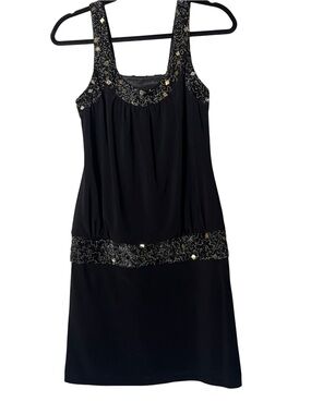Sue Wong Nocturne beaded black cocktail  dress with scoop back 1920’s Sz 4